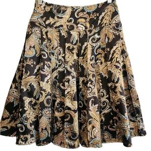 Worthington Size 12 Paisley‎ Skirt Silky Midi Western Chic Old Money Office Boho